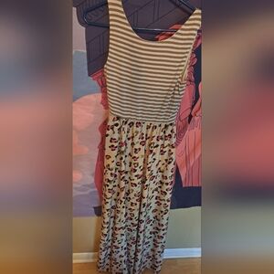 Tan and White  Maxi Dress